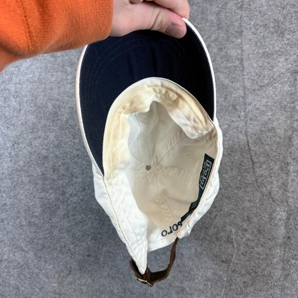 VINTAGE Y2K Polo Ralph Lauren Hat Cap One Size White Strapback Pony Adjustable - Picture 7 of 8